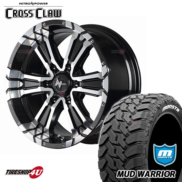 NITRO POWER CROSS CLAW 16x6.5J 6/139.7+48 BMMC MONSTA MUD WARRIOR 215/70R16  ホワイトレター 新品タイヤ＆アルミホイール4本セット  ｜タイヤ＆ホイールセット,サマータイヤ＆ホイールセット,サイズから探す,16インチ,215/70R16｜タイヤ・ホイール通販のTIRE SHOP 4U  ...